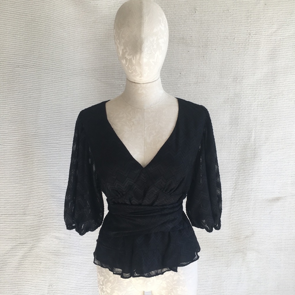 SOLD Anthropologie M Layered Sheer Print Kimono Blouse - Picture 8 of 8